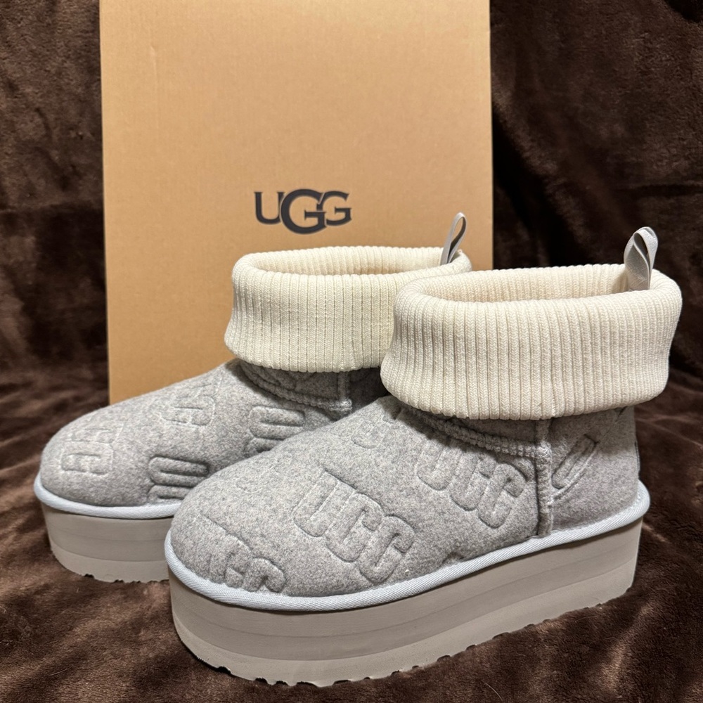 BRAND NEW WITH BOX: UGG W Classic Mini Platform Felted 
Color: Grey.
Size: 8